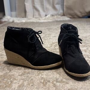 Toms Black Wedge Ankle Shoes